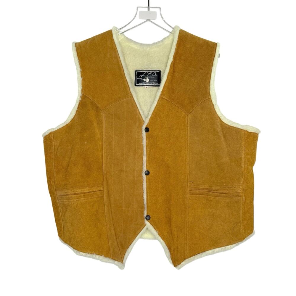 Vintage LLB Cowhide Vest With Sherpa Lining MX46 US 2X Made in Mexico Western